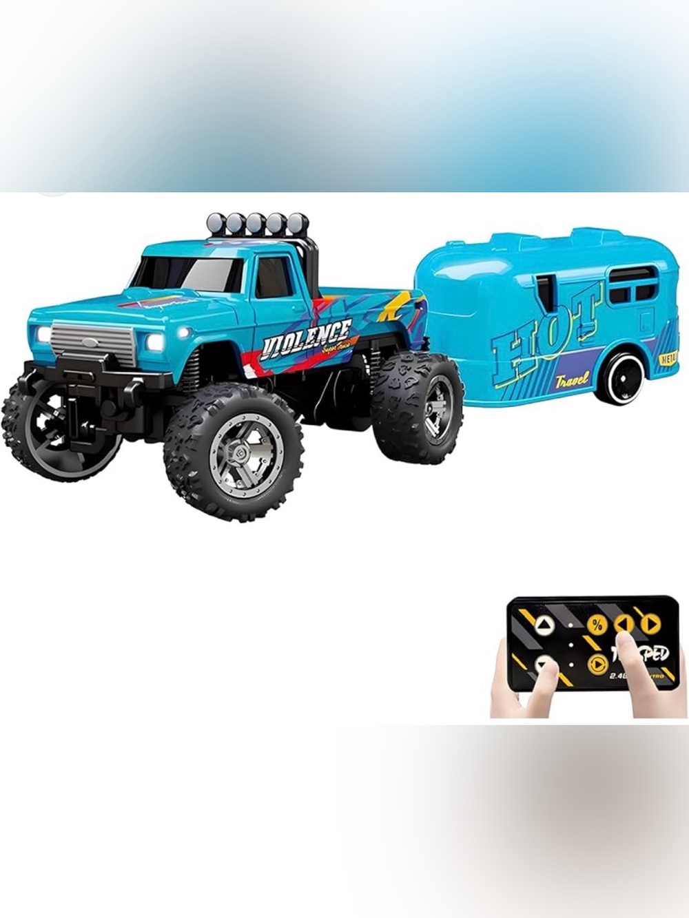 Mini Rc Truck, 1:64 Scale Monster Truck Remote Control Car with Lights New